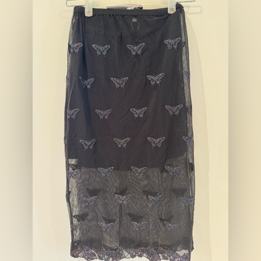 Fleur du mal butterfly silk skirt